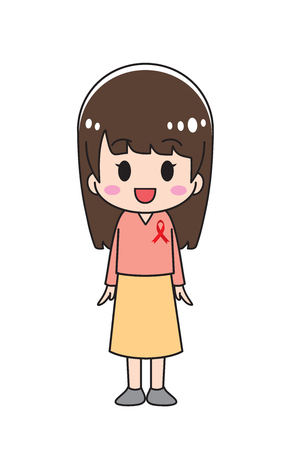 Woman putting on a red ribbonのイラスト素材