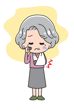Senior woman breaking a boneのイラスト素材