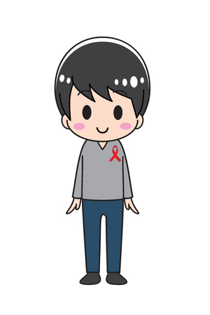 Men wearing red ribbonのイラスト素材