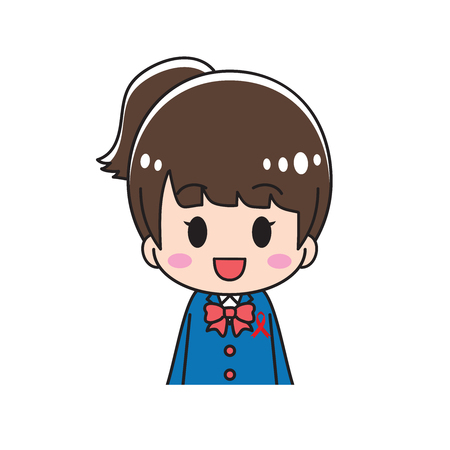 High school girl with red ribbonのイラスト素材