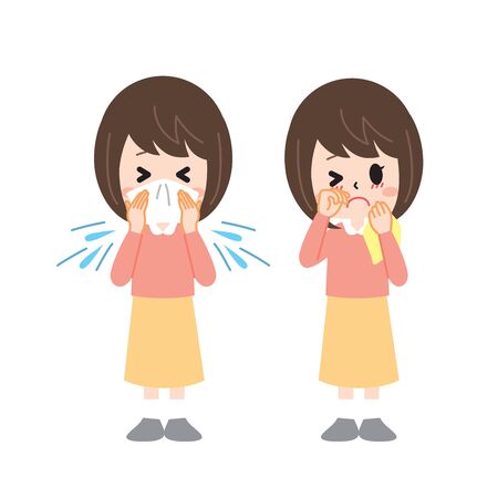 Two types of women with hay feverのイラスト素材