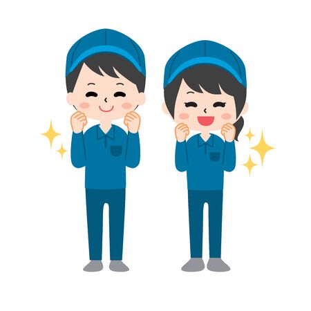 The man and woman of the moving companyのイラスト素材