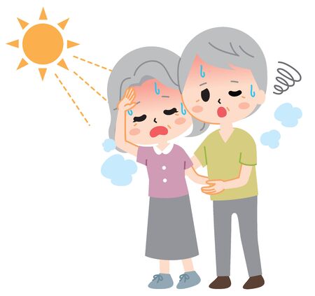 Heatstroke senior illustrationのイラスト素材