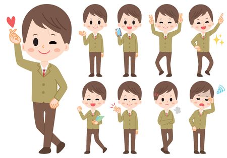 Male student setのイラスト素材