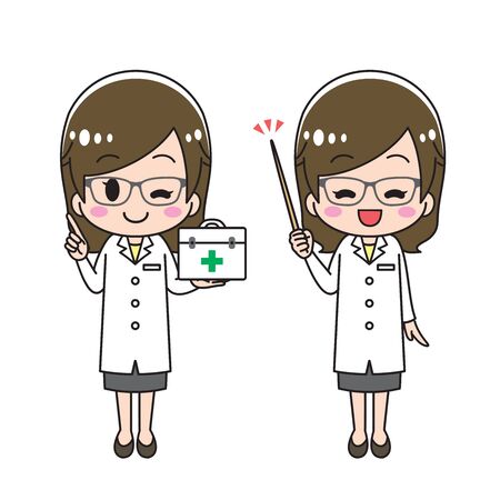Female Doctor white coat setのイラスト素材