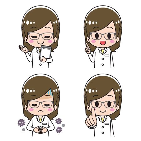 Female doctor white coat set upper bodyのイラスト素材