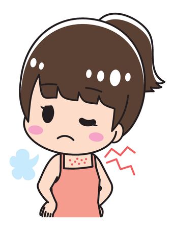 Woman suffering from back acneのイラスト素材