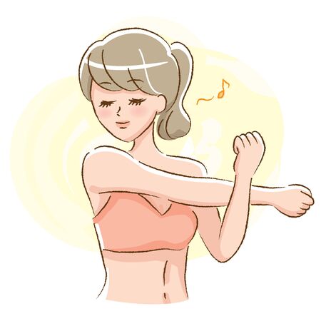Stretching young woman illustrationのイラスト素材