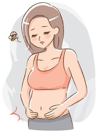 Woman who cares about stomach meatのイラスト素材