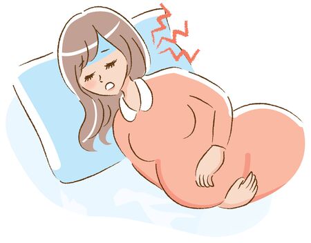 Illustration of a pregnant woman feeling sickのイラスト素材