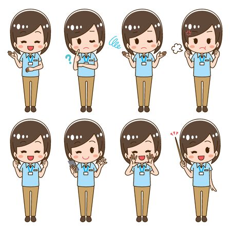 Caregiver helper staff illustration setのイラスト素材
