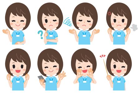 Caregiver helper staff illustration setのイラスト素材