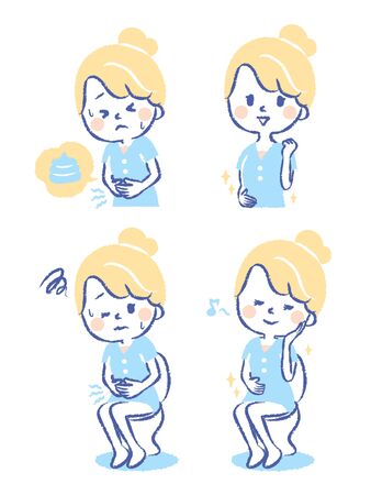 Illustration set about toilet troubleのイラスト素材