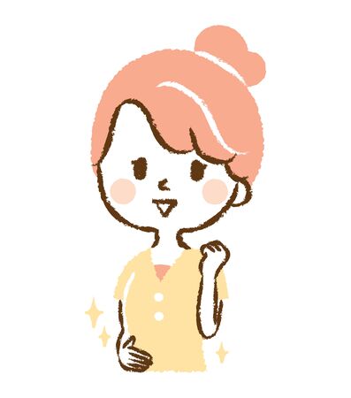 Illustration that a young woman poses after defecationのイラスト素材