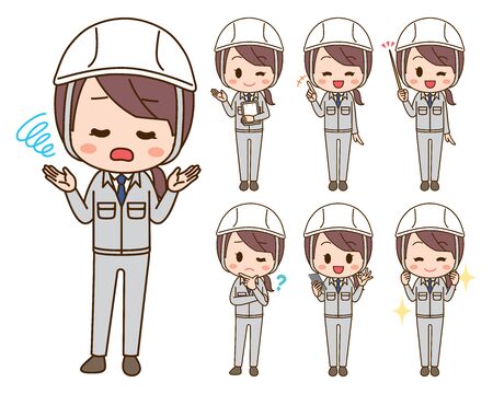 Illustration set of women wearing work clothesのイラスト素材