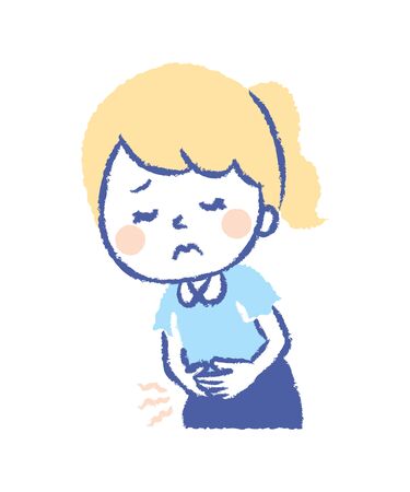 Illustration of a Woman Suffering from Abdominal Painのイラスト素材
