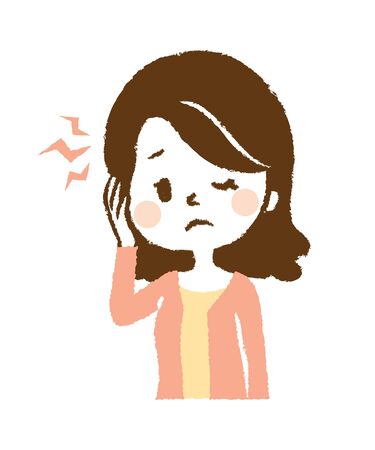 Illustration that woman suffers from headacheのイラスト素材