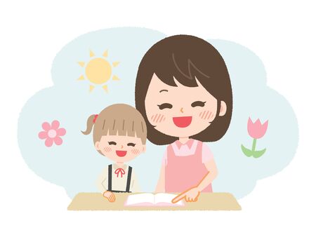 read aloud picture books to kidsのイラスト素材