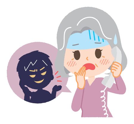 Senior woman encountering wire fraudのイラスト素材
