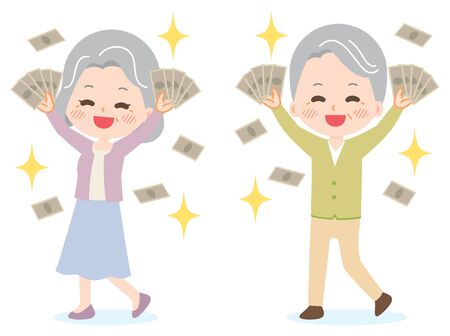 Senior couple has a lot of moneyのイラスト素材