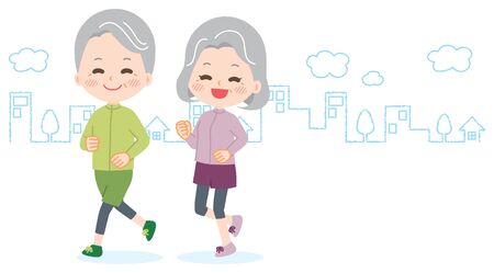 Illustration that elderly people are runningのイラスト素材