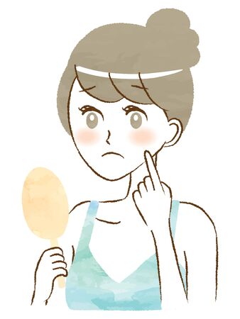 Woman looking in the mirrorのイラスト素材