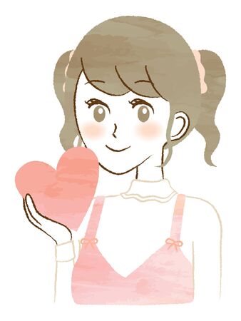 Illustration of a woman with a heartのイラスト素材
