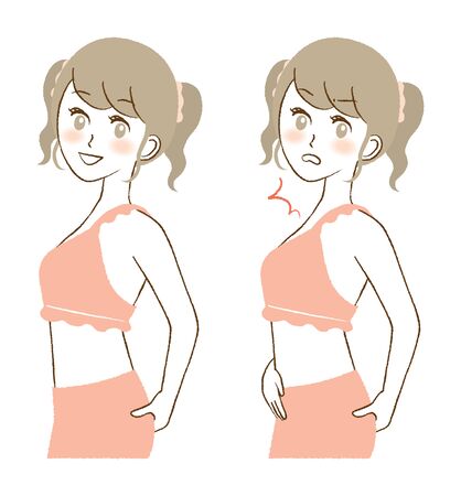 Illustration of a woman pinching ass meatのイラスト素材