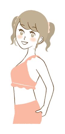 Illustration of a woman pinching ass meatのイラスト素材