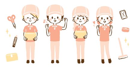 Illustration set of moving companyのイラスト素材