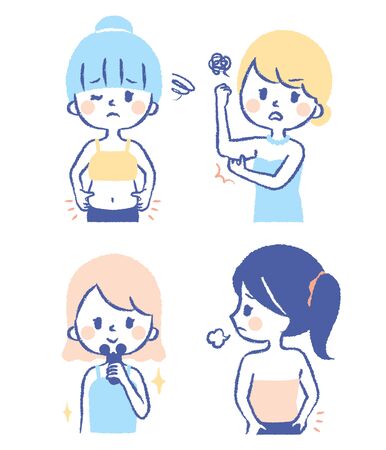 Illustration set of fat womanのイラスト素材
