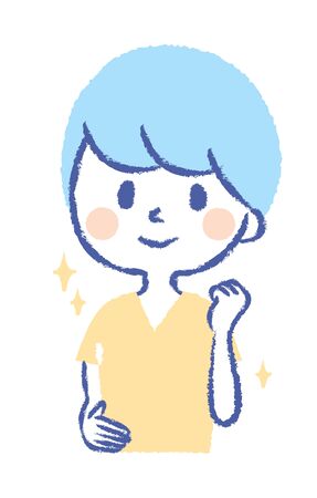Illustration that a young man poses after defecationのイラスト素材