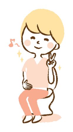 Illustration of a young man defecation in the toiletのイラスト素材