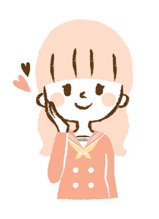 Illustration of a happy schoolgirlのイラスト素材