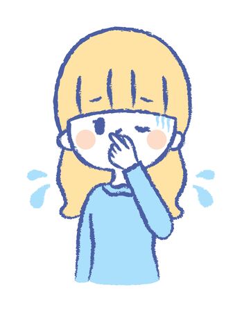 Illustration of a woman smelling a smellのイラスト素材