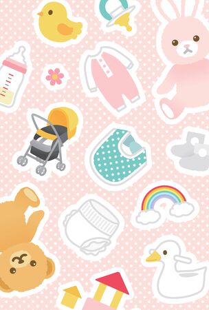 Cute illustration set of baby goodsのイラスト素材