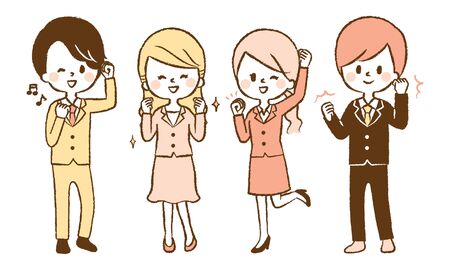 Company employees cheerのイラスト素材