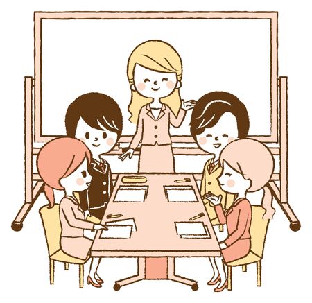 The company employees have a meetingのイラスト素材