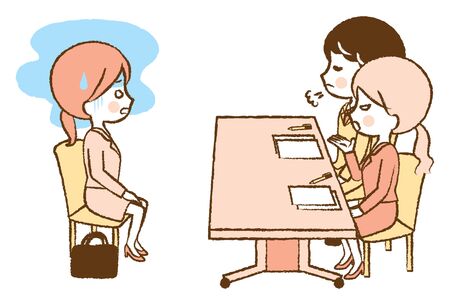 A woman who is having trouble with an interviewのイラスト素材