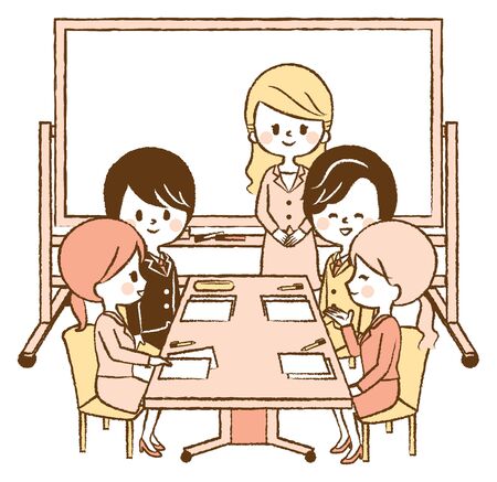 The company employees have a meetingのイラスト素材
