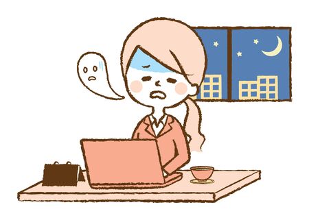 a woman who works overtimeのイラスト素材