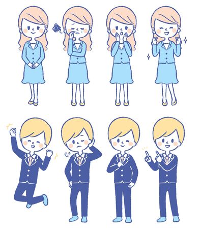 Illustration set of men and women in suitsのイラスト素材