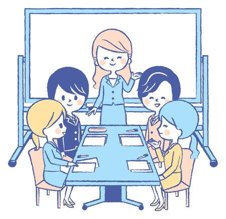 The company employees have a meetingのイラスト素材
