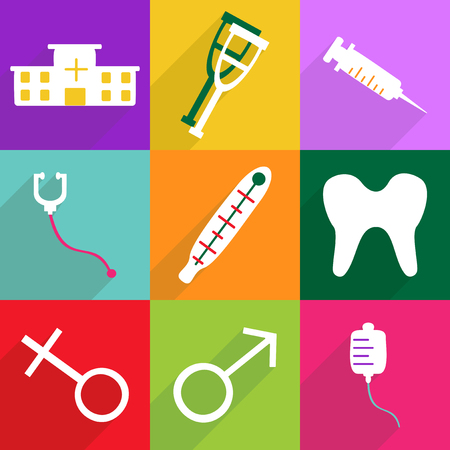 Flat vector icon with shadow and modern design icon set medicalのイラスト素材