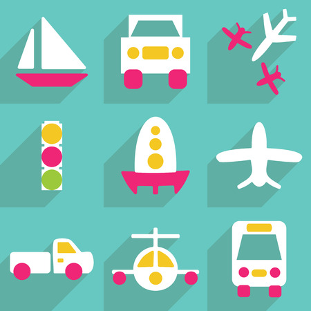 Flat vector icon with shadow and modern design icon set transportのイラスト素材