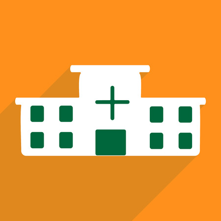 Flat vector icon with shadow and modern design hospitalのイラスト素材