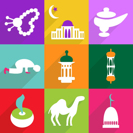 Flat vector icon with shadow and modern design icon set Ramadanのイラスト素材