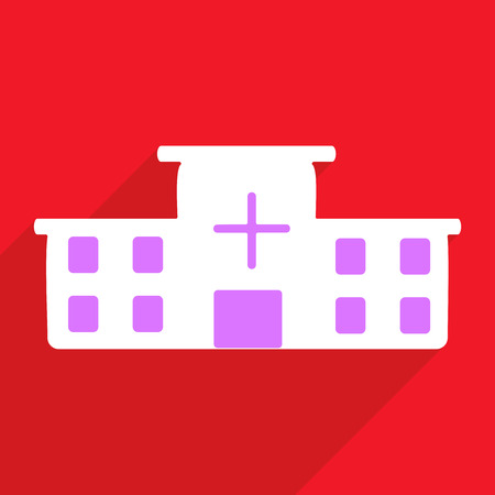Flat vector icon with shadow and modern design hospitalのイラスト素材