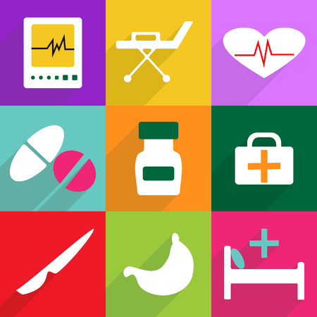 Flat vector icon with shadow and modern design icon set medicalのイラスト素材