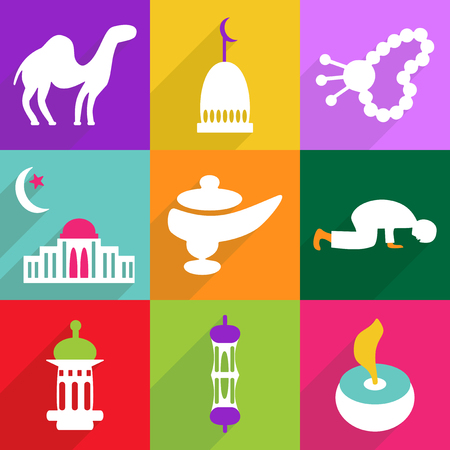 Flat vector icon with shadow and modern design icon set Ramadanのイラスト素材